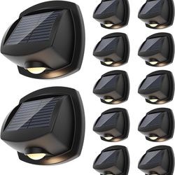 Solar Lights Outdoor Waterproof IP65, Solar Stair Lights Outdoor for Fence, Deck, Step, Dual Color LED 3 Lighting Modes House Wall Light for Porch, Ba