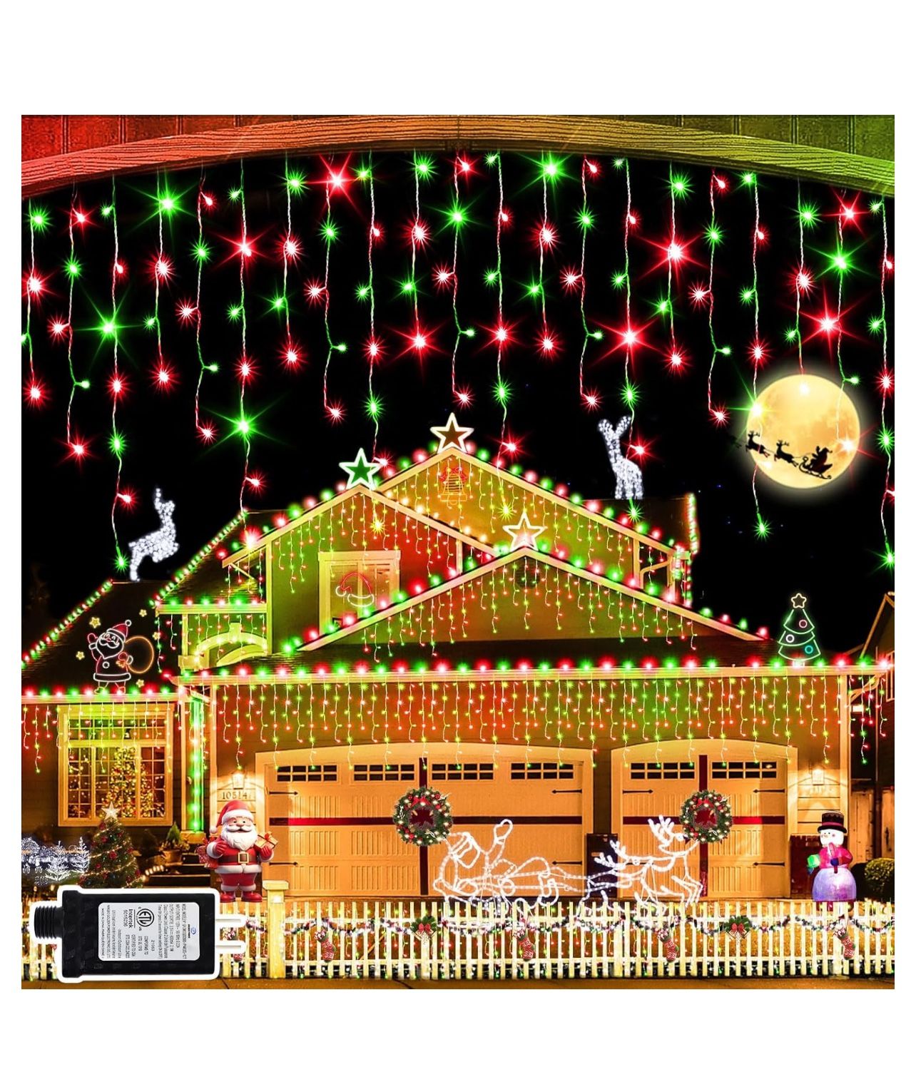 Brandnew 131 FT 1280 LED Christmas Lights Outdoor Decorations Super Long Clear Wire String Lights Plug in 240 Drops 8 Modes Memory Timer Curtain Fairy