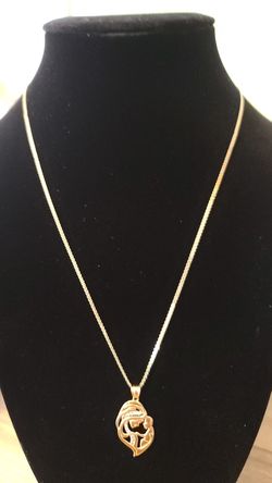 18k pure gold mother and child necklace