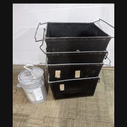 4 Large Vintage Metal And Something Else Containters