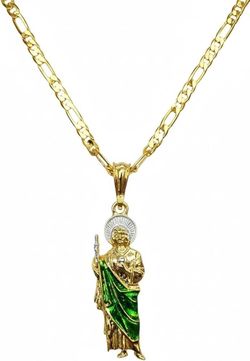 Saint Jude Tadeo Necklace Figaro Chain Cadena de San Judas Tadeo 