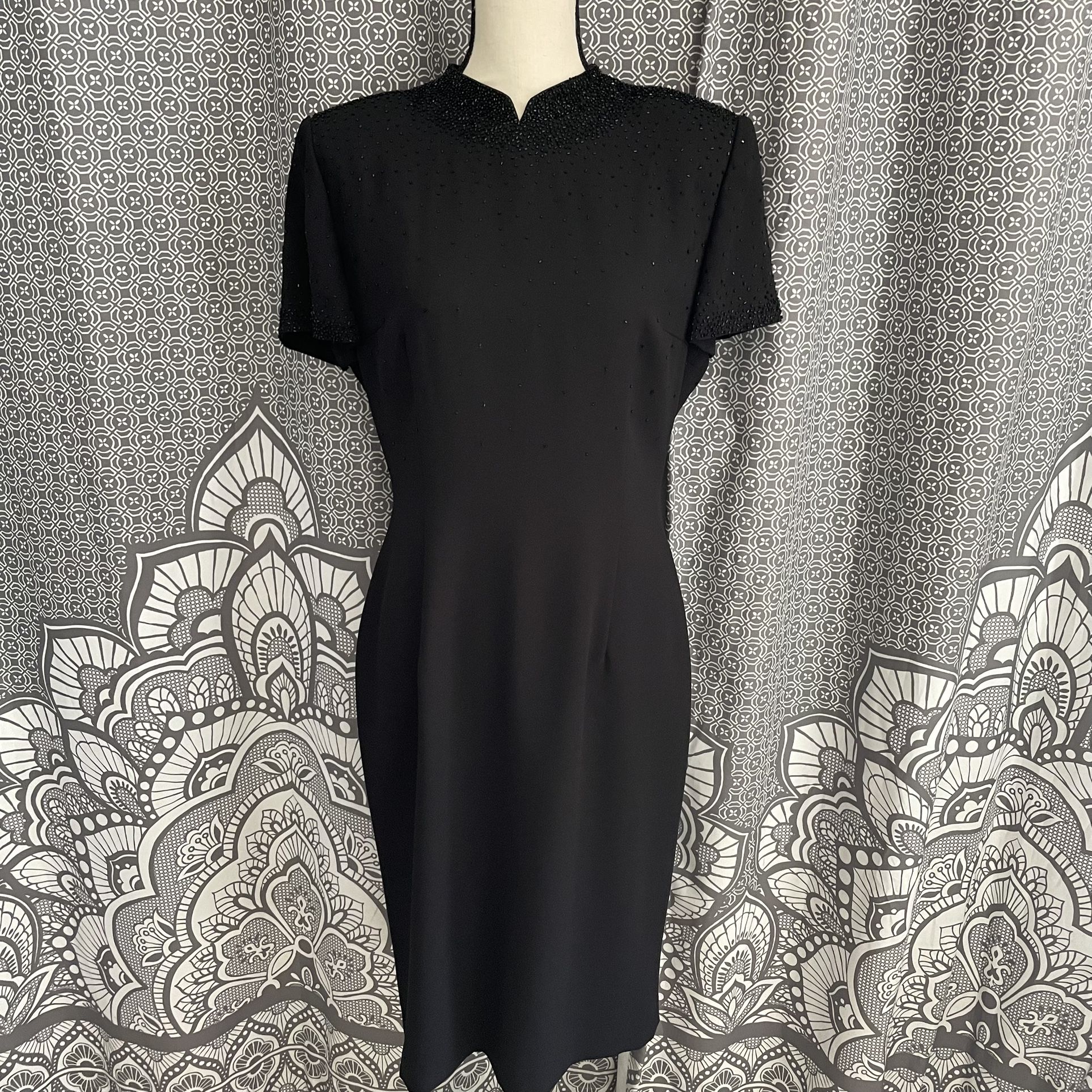 Donna Morgan Black Beaded Dress – Size 10 - Mother of the Bride, Cocktail, Formal