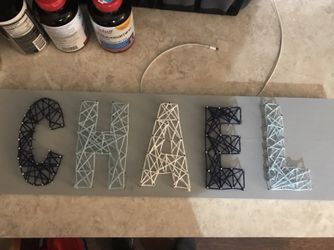 Homemade string art sign