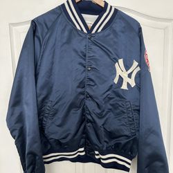 Vintage Pyramid New York Yankees Satin Jacket MLB Bomber Navy XL