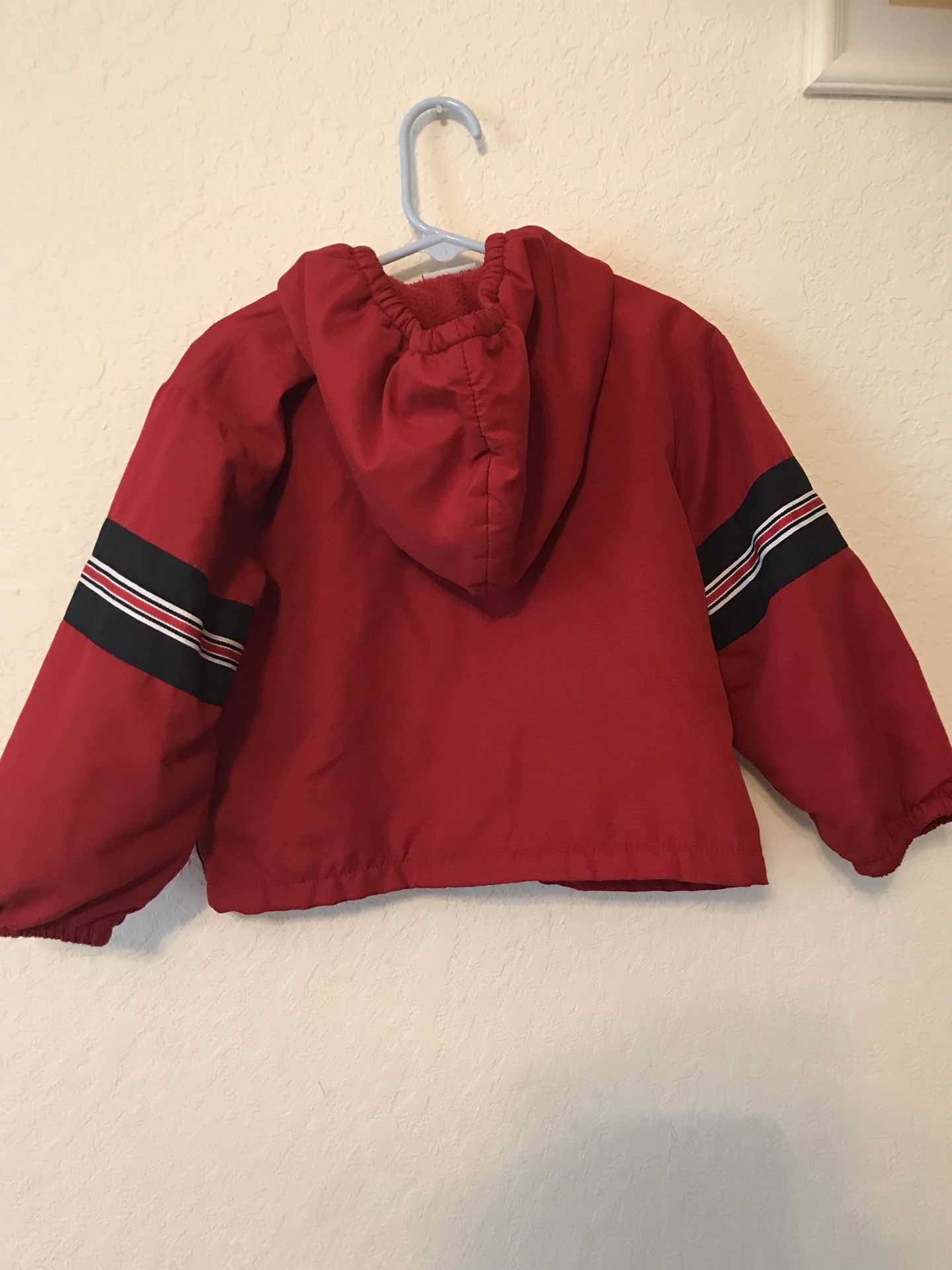 Okie Dokie 3T-4T Red striped zipper,hoodie,warm jacket