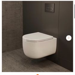 Round Wall-Hung Toilet Bowl White Modern Style with Powerful Tornado Flush, Easy-Clean Rimless Design, Adjustable Height