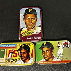 3 1998 Topps Roberto Clemente Commemorative Tins