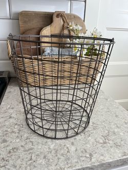 Large metal wire basket with handle $12
