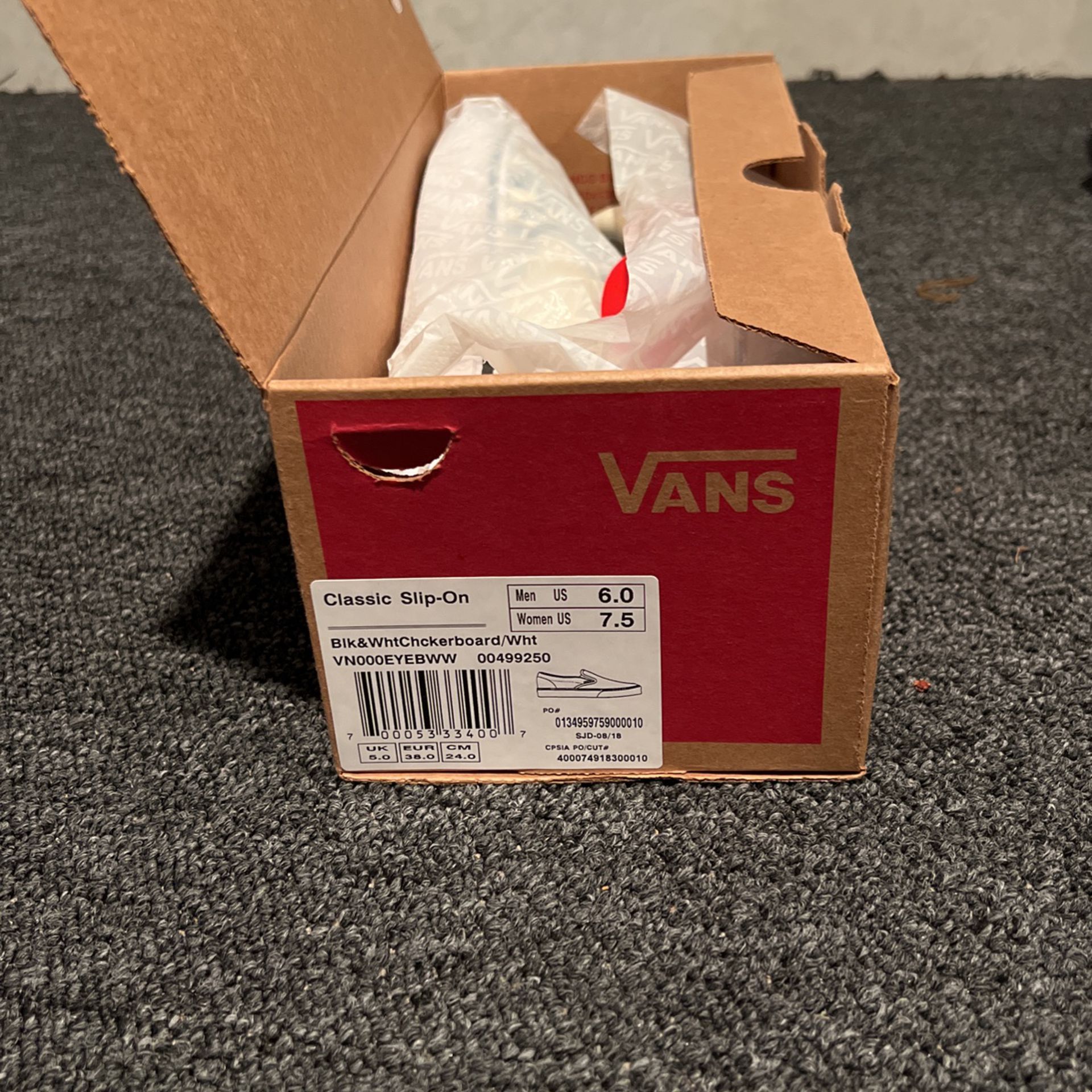 Vans NWT Classic Slip On Black And White Checkerboard 