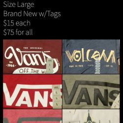 Vans, Volcom & Zoo York S/S Tees Size L
