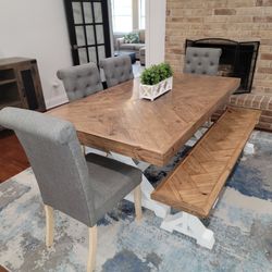 DINING SET (TABLE, 4 CHAIRS, 1 BENCH)