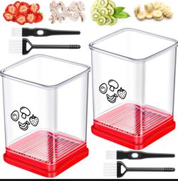 2-Pack Fruit and Vegetable Cup Slicer Set with Cleaning Brushes