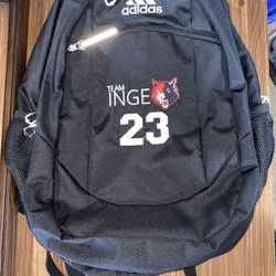 Adidas Black Sports Backpack w/ Wolf Logo Multi-Pocket Spacious & Tough Durable