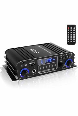 Romicta Amplificador estéreo Bluetooth 5.0 de 4 canales, amplificador de potencia HiFi de 50 Wx4, 1200 W máximo, USB/SD/FM, receptor de audio doméstic
