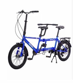 Foldable Tandem Bike, 20"City Tandem Folding Bicycle, 7-Speed Adjustable Cruiser Bike Folding Bike with 3 Seats& Disc Brake, CE FCC CCC WATERPROOF AND