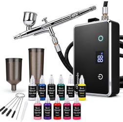 32PSI Cordless Airbrush Kit with Compressor & 11 Acrylic Paints