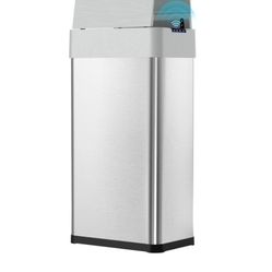 Automatic Trash Can, 70L Stainless Steel Motion Sensor Garbage Bin, Touchless Brushed Wastebasket, W/Butterfly, Soft-Close Lid, for Living, Dinning Ro
