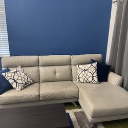 Grey Leather Couch & Chair