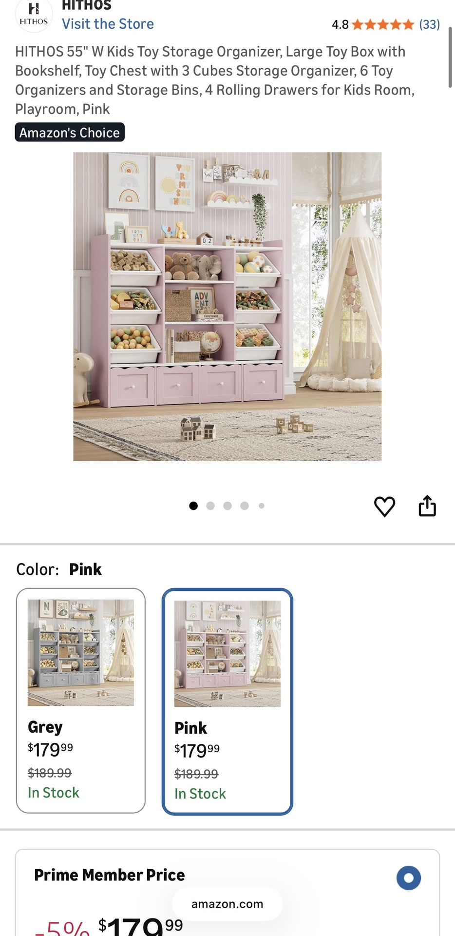 HITHOS Kids Toy Storage Organizer (Pink) – NEW Open Box