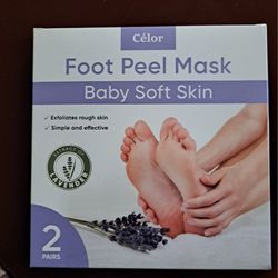 Foot Peal Mask, Helps Get You Baby Soft Skin,  Exfoliates Rough Skin, 2 Pairs, Lavender Smell, Sealed