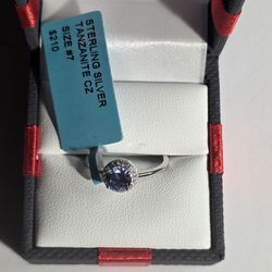 Sterling Silver Tanzanite CZ Ring Size 7 New