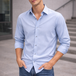 Men’s Light Baby Blue Button Down Shirt – Pure Stuff – 100% Cotton – Size Small