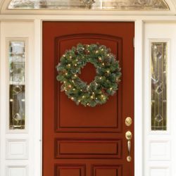 Celebrations 26 in. D LED Prelit Decorated Clear/Warm White Designer Pine Christmas Wreath
