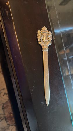 Vintage Brass Letter Opener with Coat of Arms