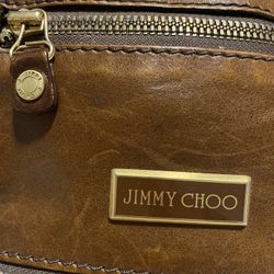 Jimmy Choo Mahala brown leather satchel handbag