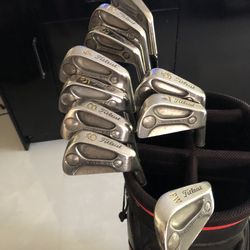 Vintage Titleist AC-108 1-PW 2-Degrees strong brand new grips Reg-Shafts with Cary-Cart Bag one zipper need to be retract $199 clubs and bag clubs onl