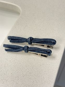 Denim Bow Hair Clips Set of 2