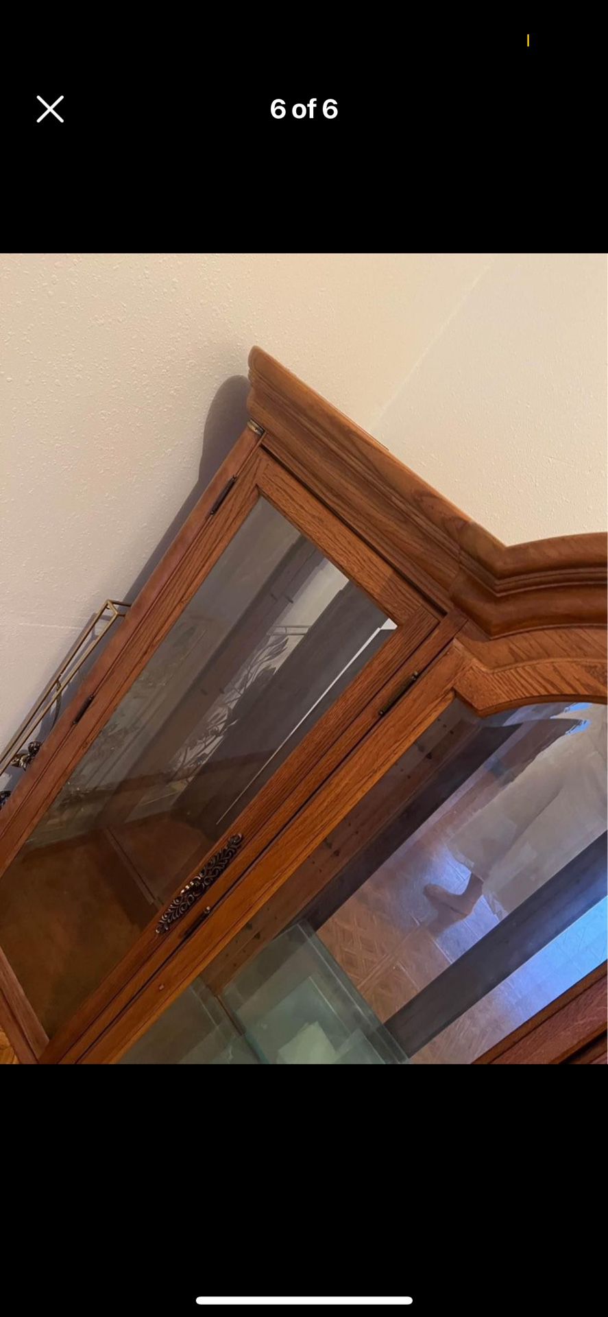 Antique crockery wood cabinet with glass shelves FREE
