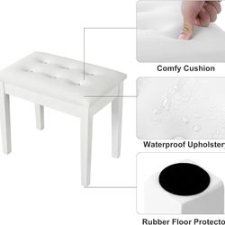 Piano Bench with Padded Cushion