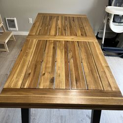 Wood And Metal Dining Room Table