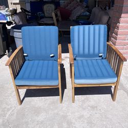 Wood Patio Chairs with Cushions Set Of 2