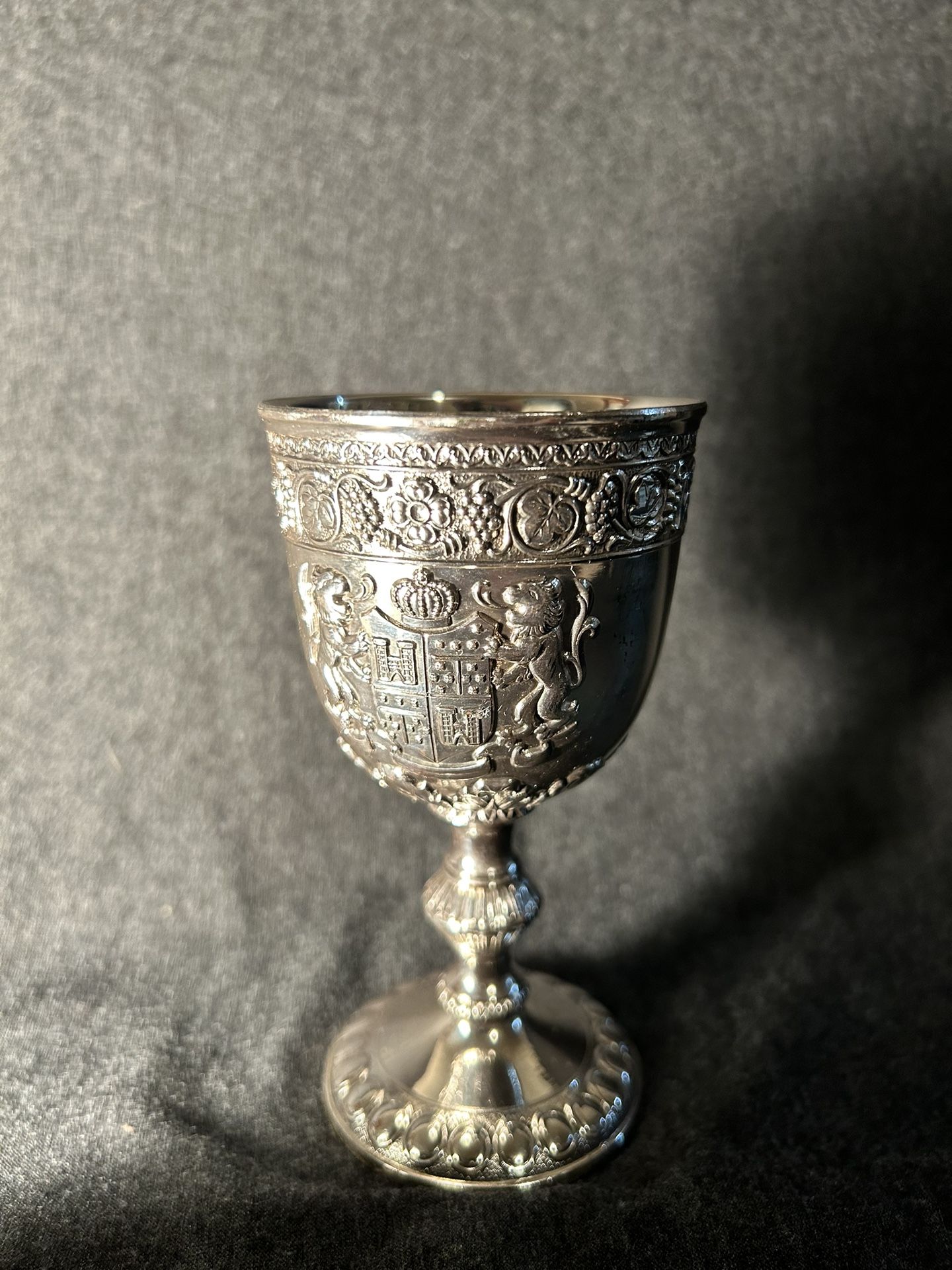 Chalice Goblet decorative crest silverplated