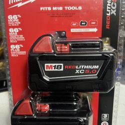 Milwaukee batteries 5.0.  Two Pack.