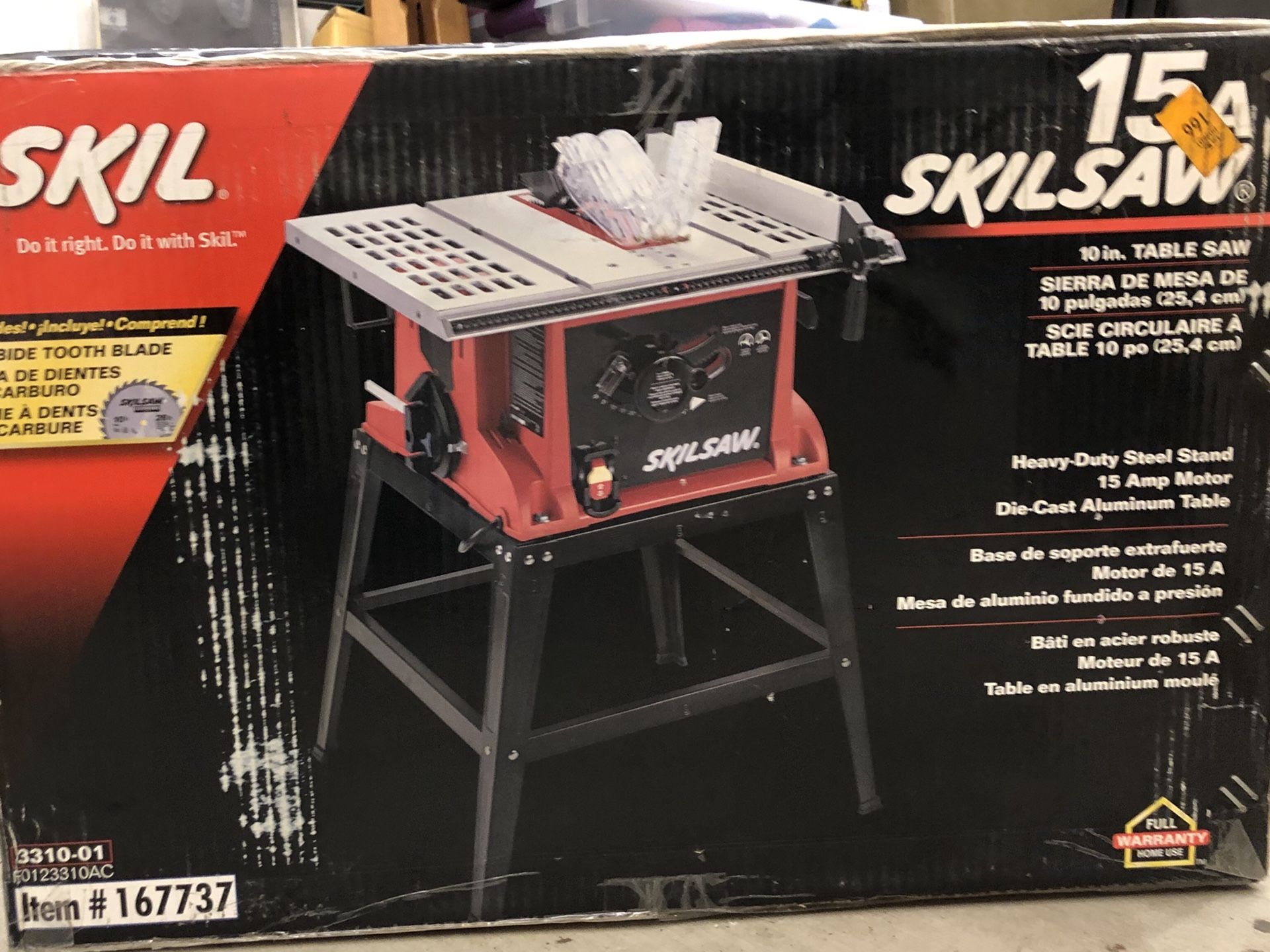 Skil 10” Table Saw 15Amp with Fixed Stand Model 3310-01