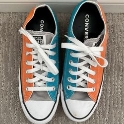 Orange And Teal Chucks / Converse Shoes, Men’s 5 Women’s 7