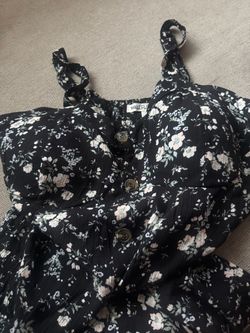 Wallflower Black Floral Button-Front Sundress
