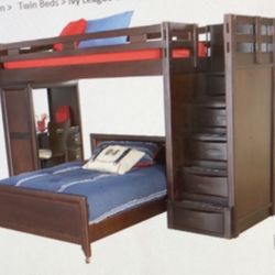 Twin Step Loft Bunk With Desk