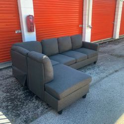 Dark Grey Small Sectional Couch 