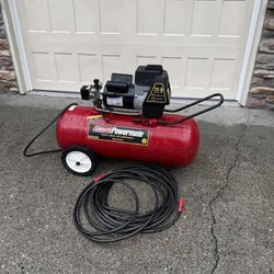 5 HP Air Compressor 25 Gallon Tank And Hose. 