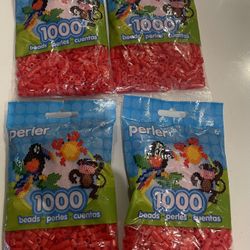 Perler Red Fuse Craft Beads Red, 4 Packages, New