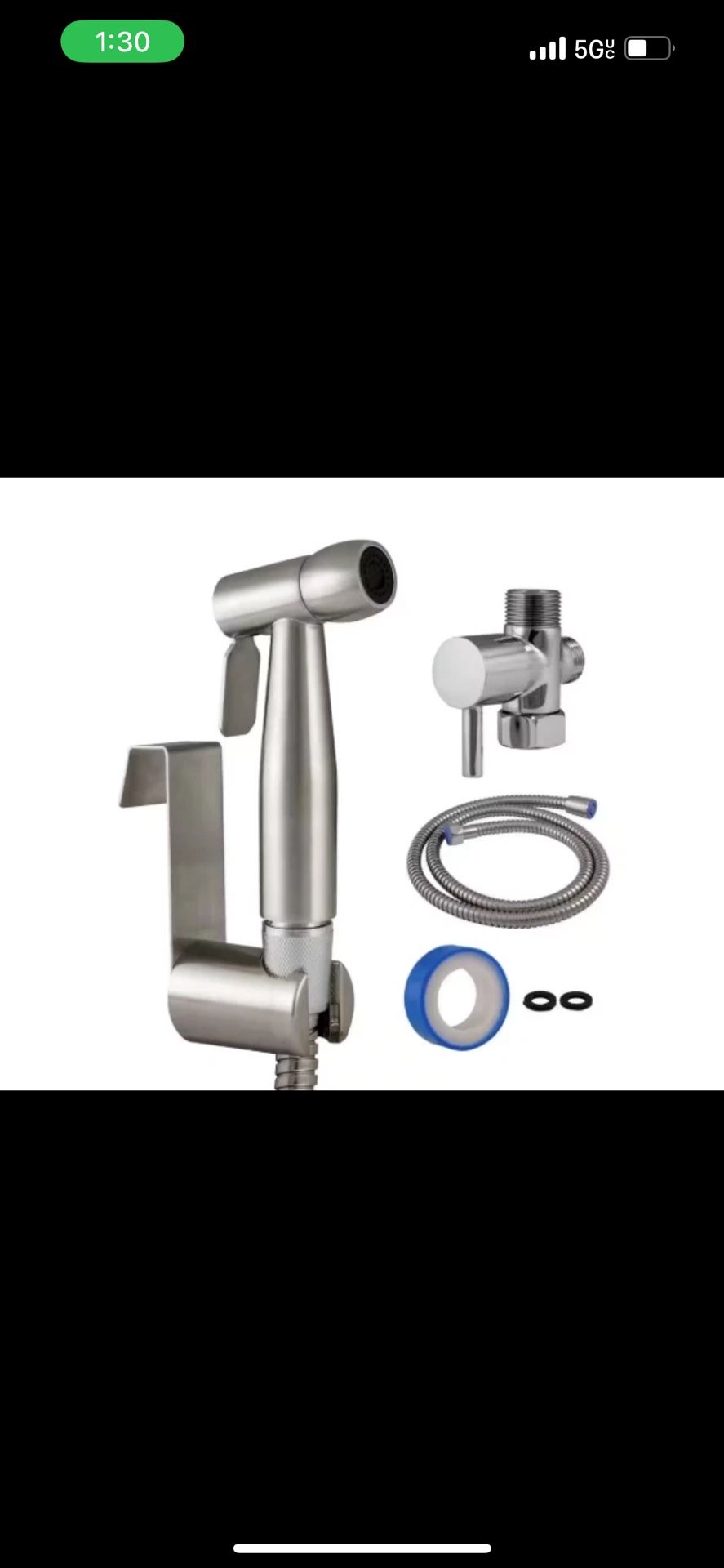 Design House 588913-SS 1-Function Dual-Mount Handheld Non-Electric Bidet Sprayer