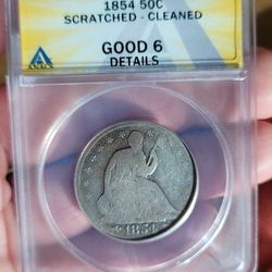 1854 Seated Liberty Silver Half Dollar 