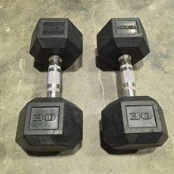 30 pound rubber hex dumbbells