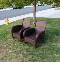 Brand new patio rocking chairs no cushions cushions are available for $75 for a set brand new outdoor patio furniture patio rocking chairs 🆕✅☑️