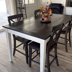 Montana White & Espresso Counter Height Storage Dining Table w/ Chairs