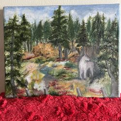 Original Forest And Horse Painting